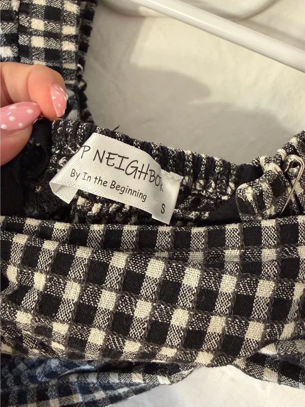 Black gingham mini dress - Image 3