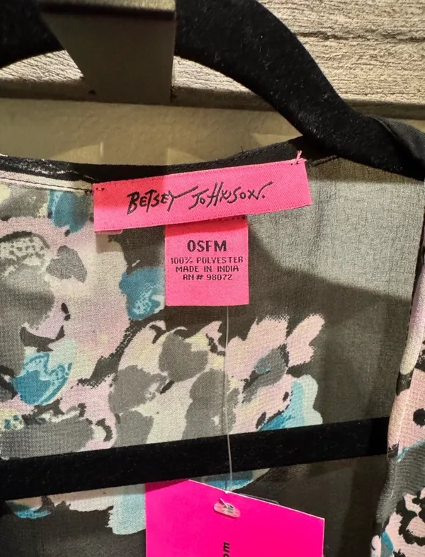 Betsey Johnson Black Floral Sheer Kimono - Image 3