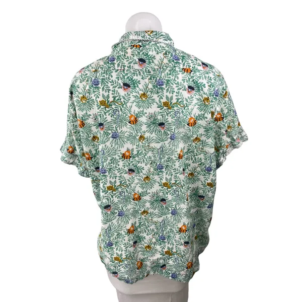Roller Rabbit Women's Green Palm Tree Button Down Sleepwear Shirt Pajama Top XL - Image 4