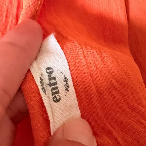 Entro Peplum Top Small Orange V-Neck Flutter Sleeve Textured Ruffle Blouse - Image 6