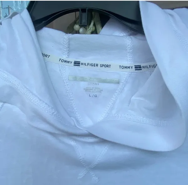 Tommy Hilfiger Sport White Hoodie long sleeves size large pre owned - Image 9