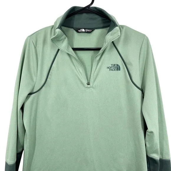 The North Face Womens Long Sleeve Pullover Quarter Zip Top Sage Green Outdoors‎ - Image 2