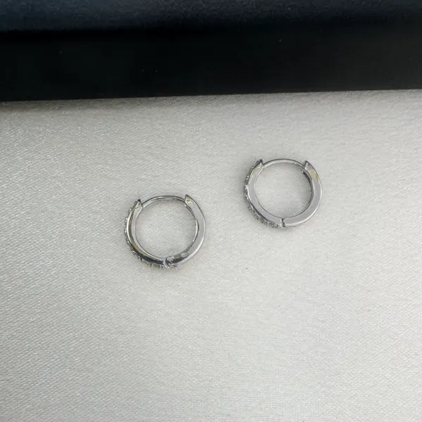 12mm CZ Small Silver Hoop Earrings for Women Men - Image 3