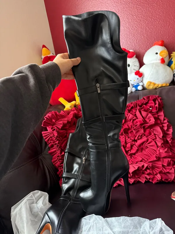 Black Platform Stiletto Boots size 7 new - Image 4