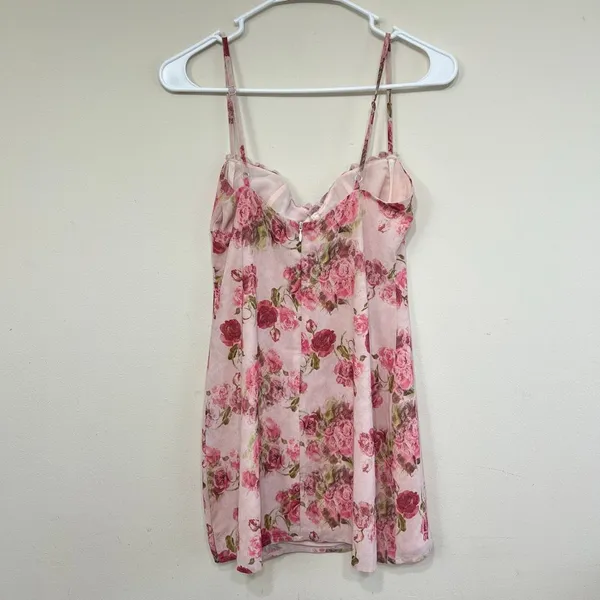 White Fox Boutique Pink Floral Mini Dress Medium Women - Image 5