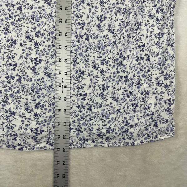 Reformation Blue White Floral Ruffle V Neck Long Sleeve Blouse Size M - Image 5