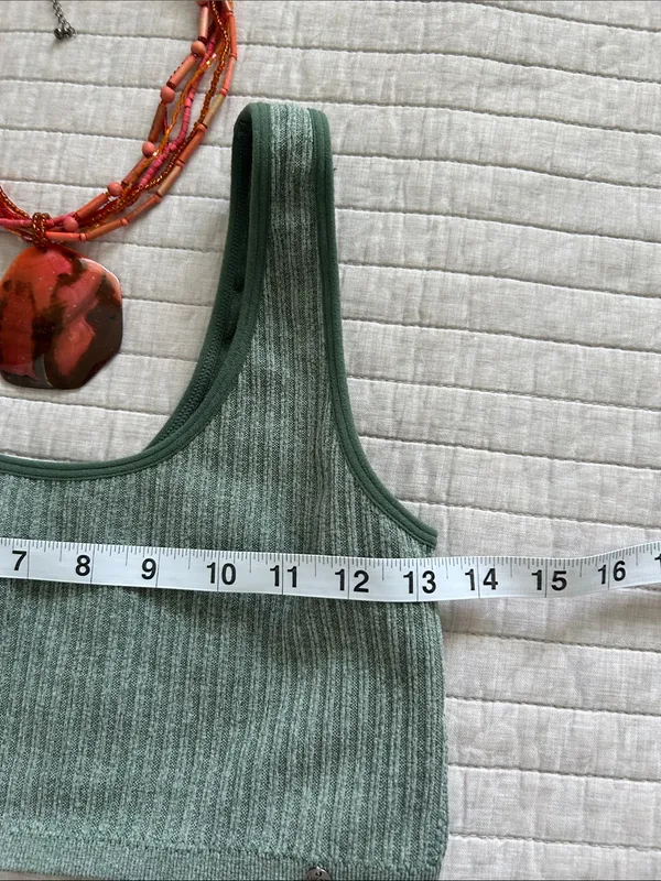 Lucky brand, sage, green ribbed sport casual comfy lounge bra L - Image 3