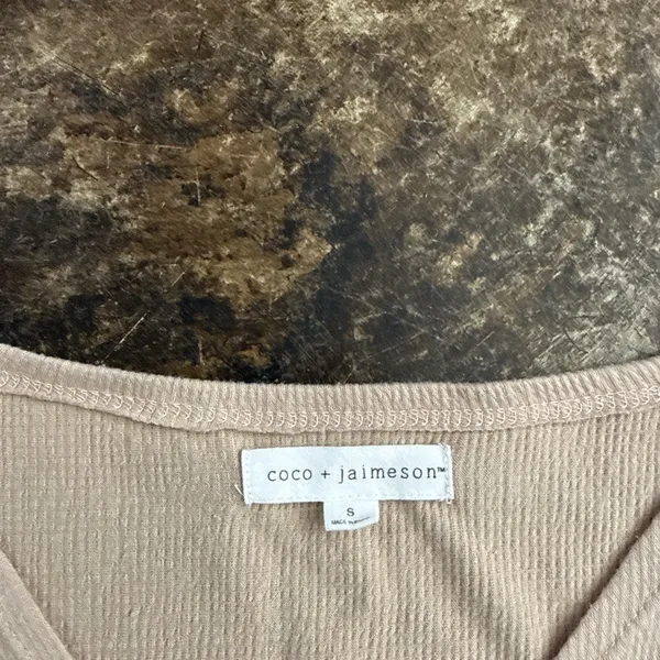 Coco + Jaimeson Tan Peplum Crop Top - Image 2