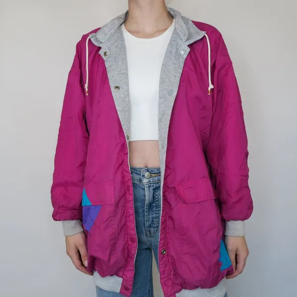Vintage 80s Reversible Colorblock Windbreaker Jacket - Image 3