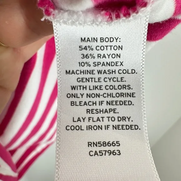 Caslon Womens Striped Long Sleeve Crew Neck T‎ Shirt Size M Pink White Casual - Image 3