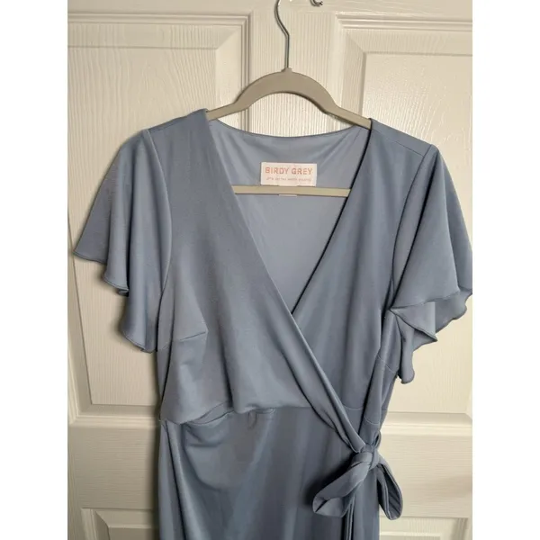 NWT Birdy Grey Dress Dusty Blue 1X Bridesmaid Formal Wedding Yolanda Crepe - Image 2