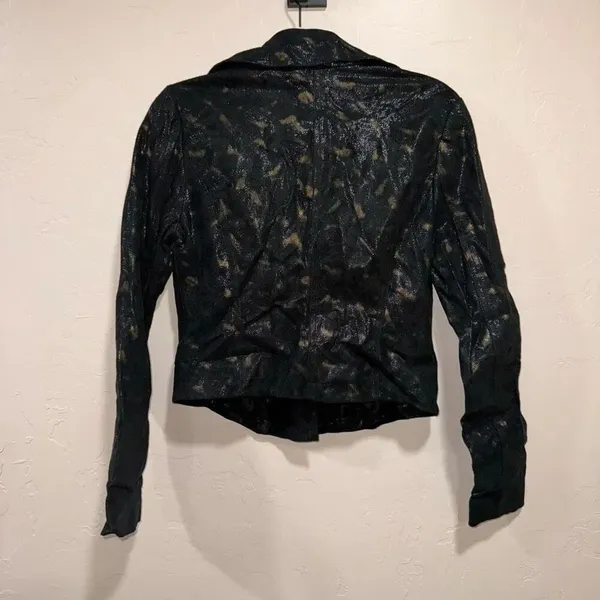Rock & Republic Snake Prink Faux Leather Metallic Black & Gold Jacket Size Mediu - Image 4