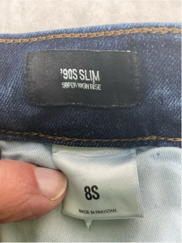 Woman’s Express 90s Slim Super High Rise Blue Denim Jeans 8 short Solid - Image 6