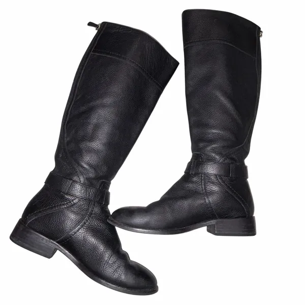 Tory Burch Black Pebbled Leather Teresa Tall Riding Boots Shoes 6 - Image 8