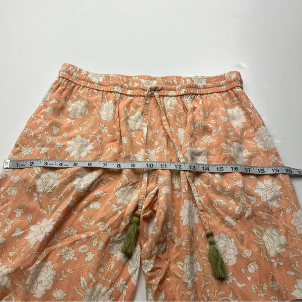 World Market Peach Green Floral Print Pajama Pants Womens Size‎ Small Pull On - Image 7