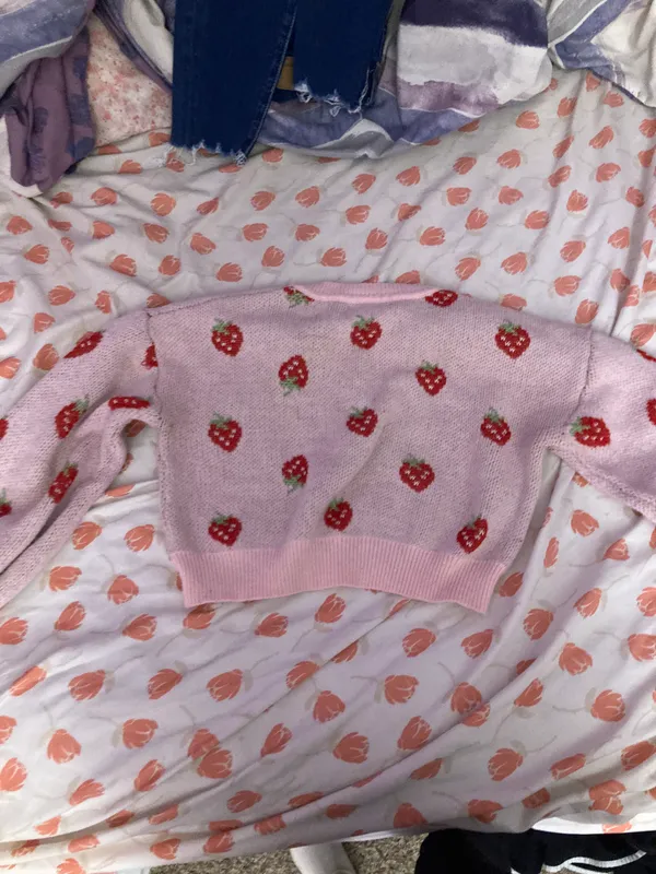 SheIn Cropped Strawberry Sweater - Image 2