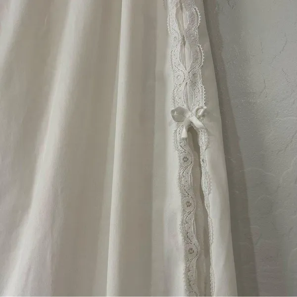 Vintage 70s 80s Vanity Fair Half Slip Medium Beige Lace Trim Side Slit 36" - Image 3