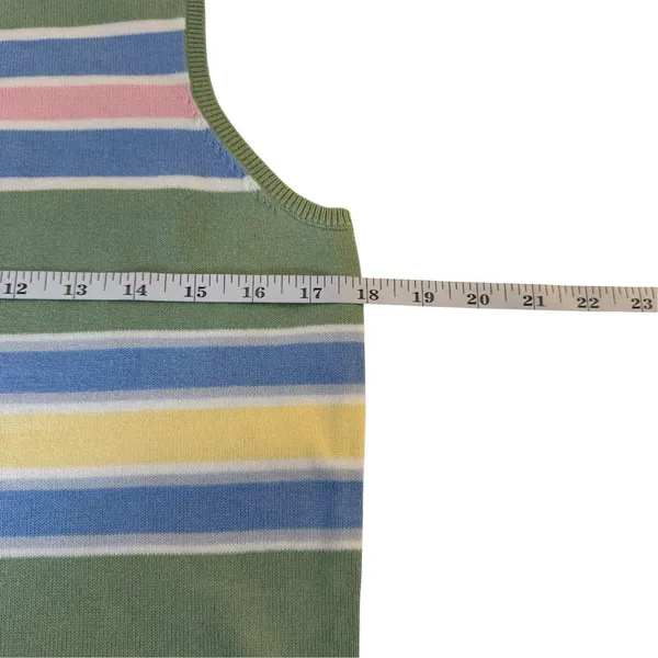 Lauren Ralph Lauren Sweater Vest Green Striped Knit Small Preppy Tennis Prep - Image 8