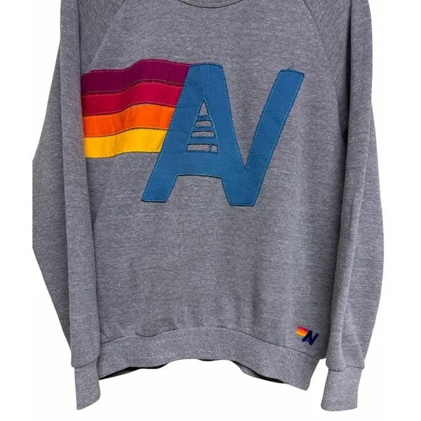 Aviator Nation Logo Stitch Sweatshirt Heather Gray Size Medium‎ - Image 5
