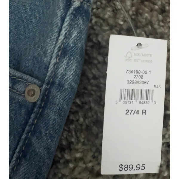 GAP UltraSoft Baggy Jeans Womens 27 4R Mid Rise Wide Leg Blue Denim NWT - Image 3