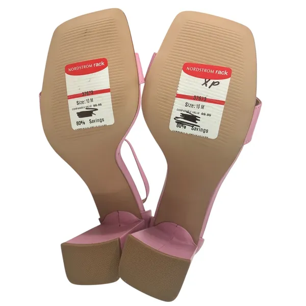 Steve Madden Tiaa Pink Leather Block Heel Square Toe Ankle Strap Sandals Sz‎ 10M - Image 11