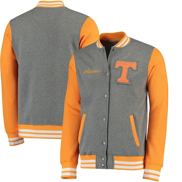 Tennessee Volunteers Fanatics Letterman Varsity Tri-Blend Jacket -Gray/Orange L - Image 3
