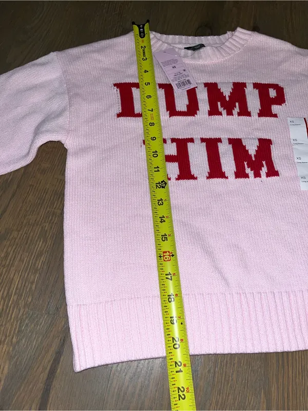 NWT Dump Him Graphic Knit Sweater Pink Long Sleeve Women’s XS - Image 4