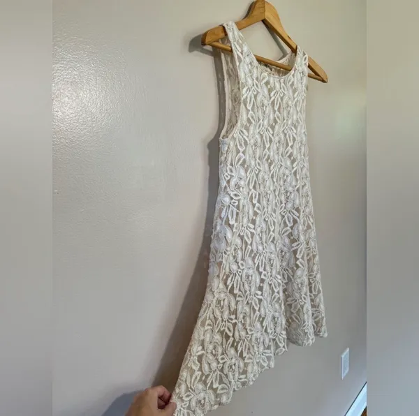 CLEARANCE! Cream Free People Sheer Miles of Lace Dress Size S EUC - Image 4
