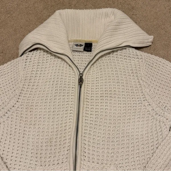 Harley Davidson Women’s Zip Up Sweater Size Medium Y2K Chunky Knit Pullover - Image 3