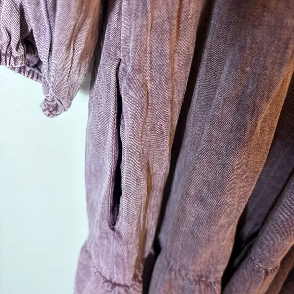 Talulah Purple Tiered Dress Long Sleeve V Neck Casual Cotton Size Medium‎ - Image 7