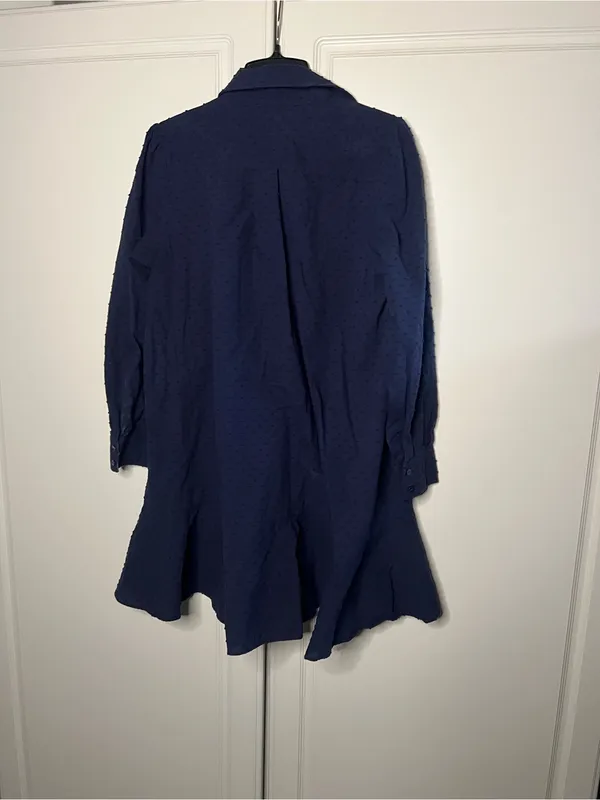 Tuckernuck Callahan Navy Swiss Dot Shirt Dress - Image 13