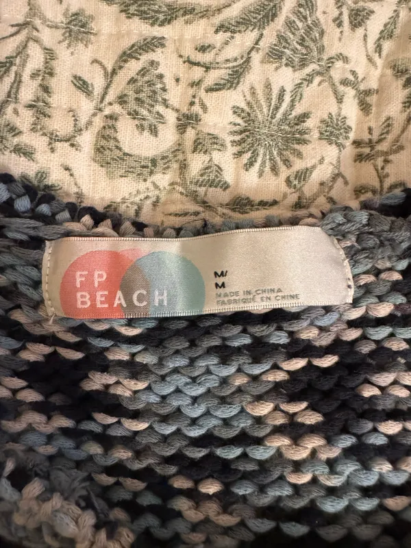 Free People Blue and Black Cropped Sweater Tank - Image 2
