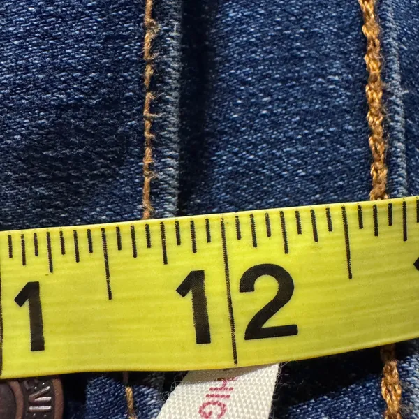Levis 724 High Rise Straight Leg Jeans Dark Wash Side Slit Hem A8741 32 / 14 Reg - Image 12