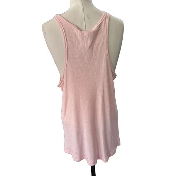 Free People Tank Top Womens Medium Pink Ribbed Racerback Oversized Swing - Image 4