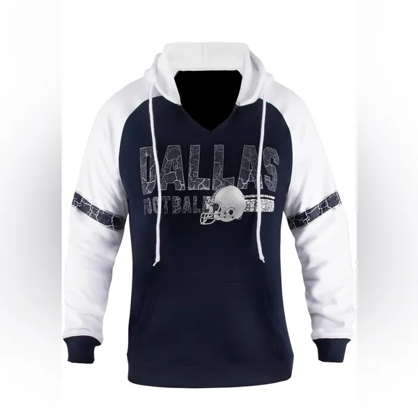 Dallas Football Hoodie Hoodie Women’s 2XL White Silver Athletic Vintage Style A6 - Image 3