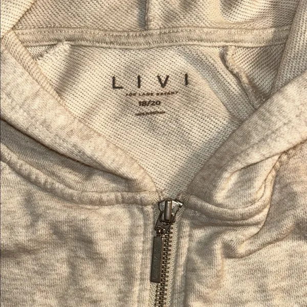 LIVI Lane Bryants Cream Grey Cotton Zip-Up Hoodie sz 18/20 - Image 3