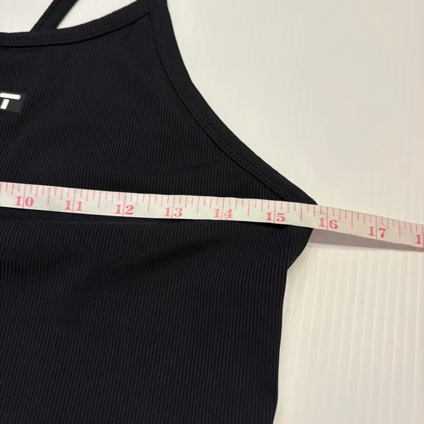 ECHT Ribbed‎ Tank Top Women Large Black Unlined Racerback Athletic Gymcore - Image 6