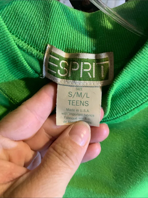 Vintage Esprit Lime Green Embroidered T-Shirt Size OS Teen - Image 3