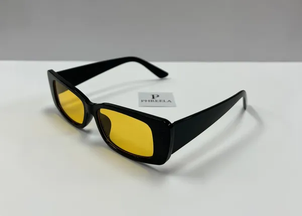 Retro Style Rectangle Sunglasses With Yellow Lenses/ Yellow Lenses Sunglasses - Image 2