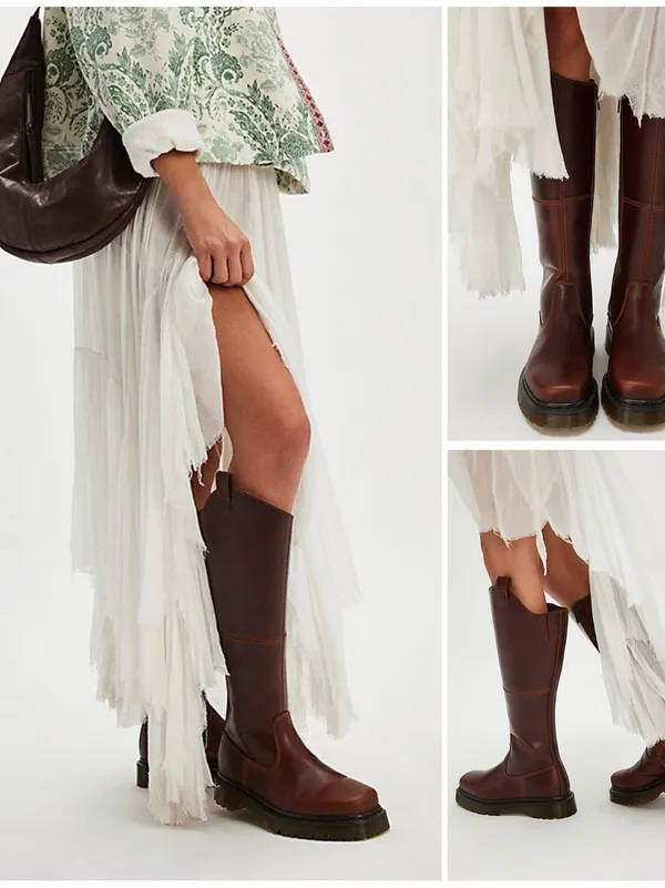 Dr. Martens Amaayah Hi Butterscotch Leather Knee High Boots Size 8 NIB - Image 9