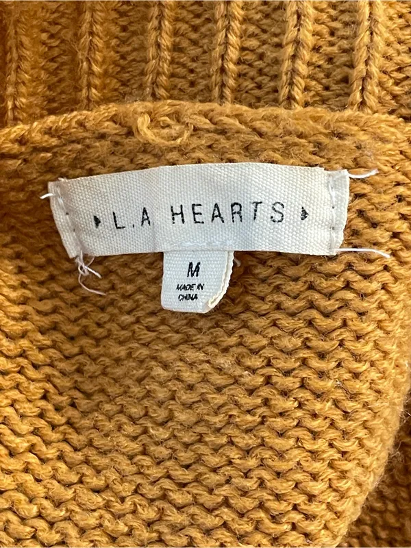 La Hearts Mustard Striped Crewneck Cropped Sweater - Image 3