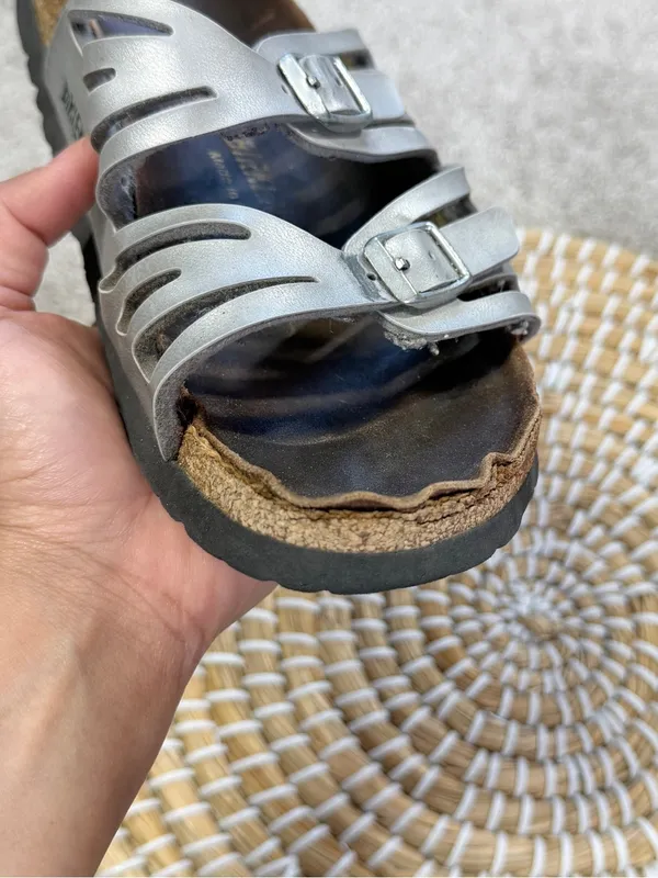 Birkenstock Women’s Granada Nubuck Leather Sandals in Metallic Silver 37/US 6.5 - Image 11