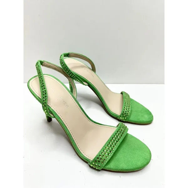 Marc Fisher Sandals Womens 7 Green Betila‎ Slingback Heels Rhinestone Accents - Image 3
