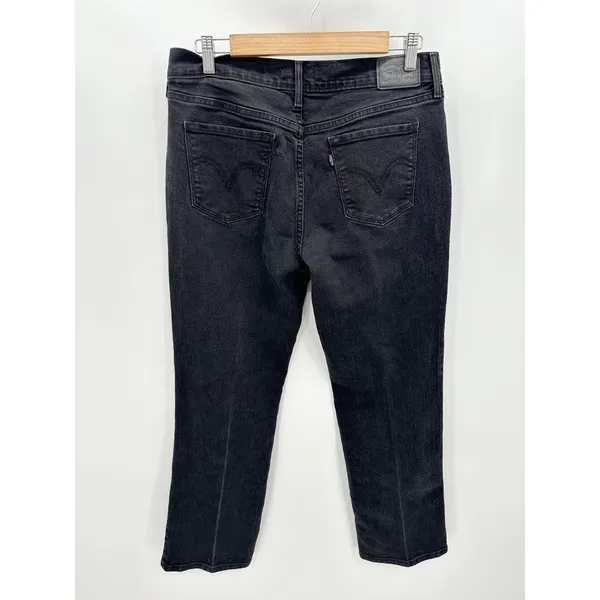 Levi's Black Wash 505 Straight Leg Denim Jeans Cotton Blend Womens‎ Size 12 - Image 2