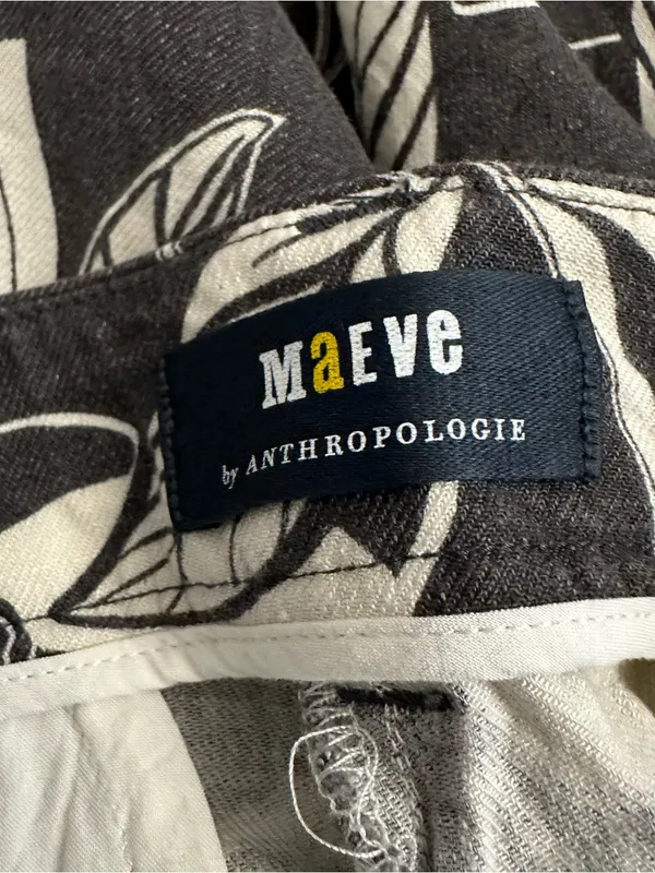 Anthropologie Maeve Womens Floral‎ Linen Blend Wide Leg Pants Size 2 - Image 8