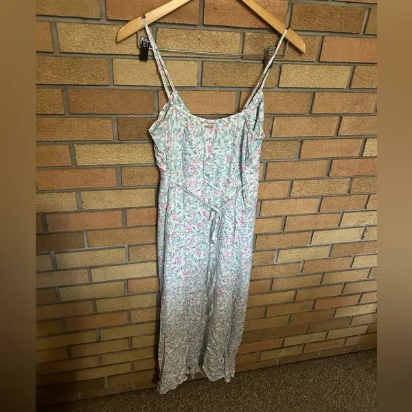 Billabong Floral V Neck Flowy Slip Strappy Maxi Dress Size Medium - Image 3