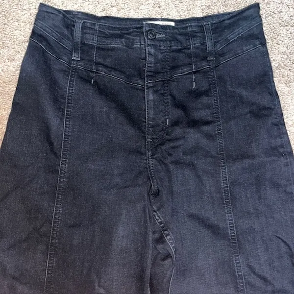 Free People We The Free Libre‎ Wide-Leg Jeans Seamed High Rise Black 31 - Image 4