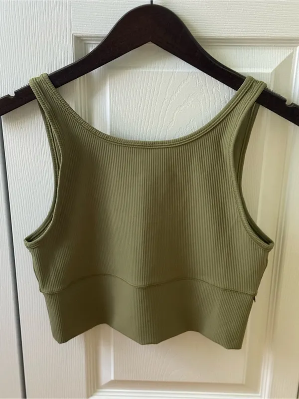 Lululemon Power Pivot Ribbed Tank Top in Bronze Green - Image 4