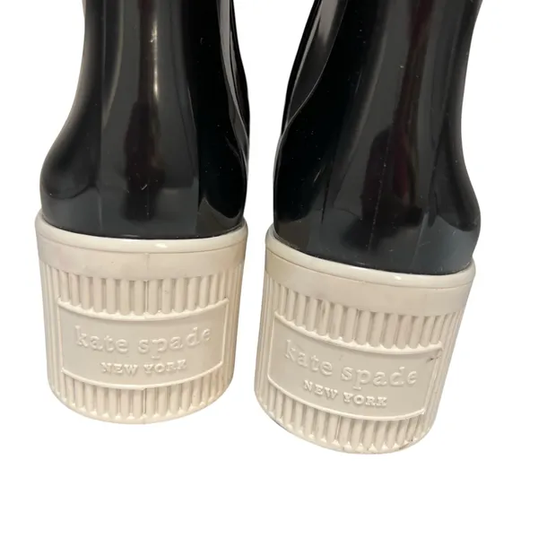 Kate Spade New York Womens Size‎ 6 Puddle Rain Boots Black White 2.5" Heel NWOT - Image 7