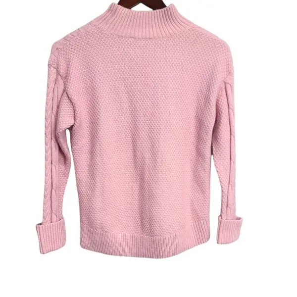 1. State Cable Knit Baby Pink Slim Turtleneck Sweater Size XXS‎ - Image 2